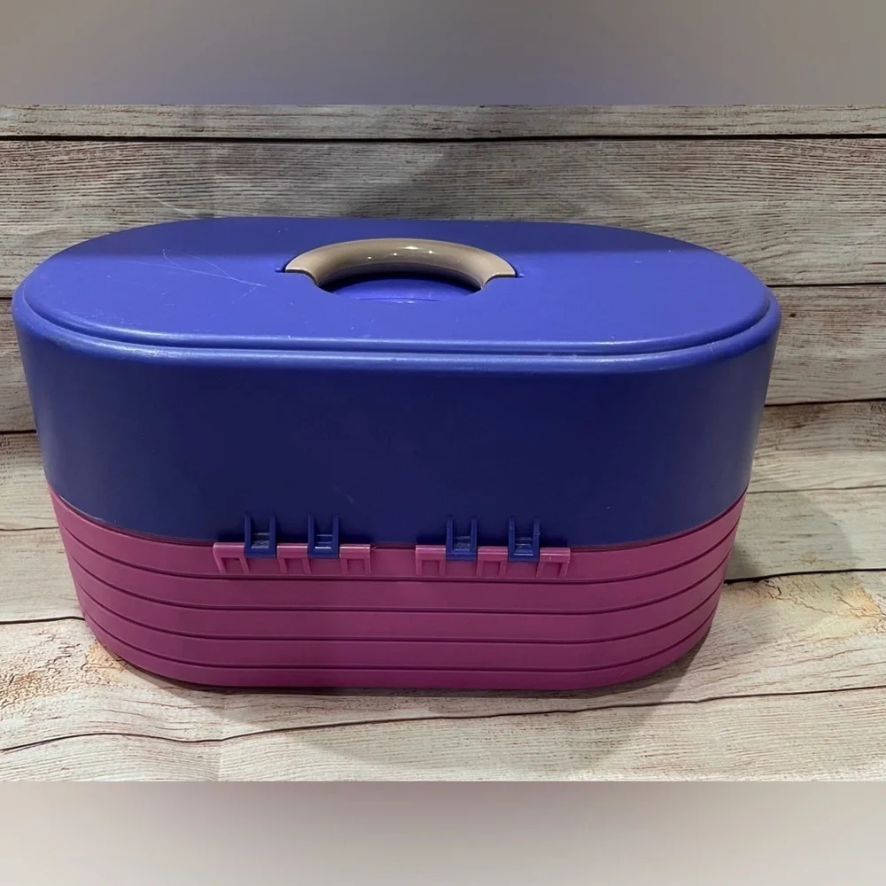 Caboodles Cosmetic Makeup Case 2642 Purple 80s Vintage w/ Mirror
